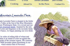 Screen capture of Blue Mountain Lavender website.